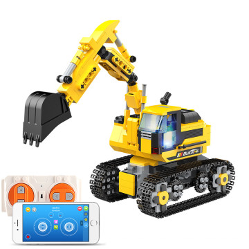 HOSHI 580PCS Block Excavator Car 2.4GHz APP control Program Truck Model Building Blocks Boys Birthday Gifts Toys For Children